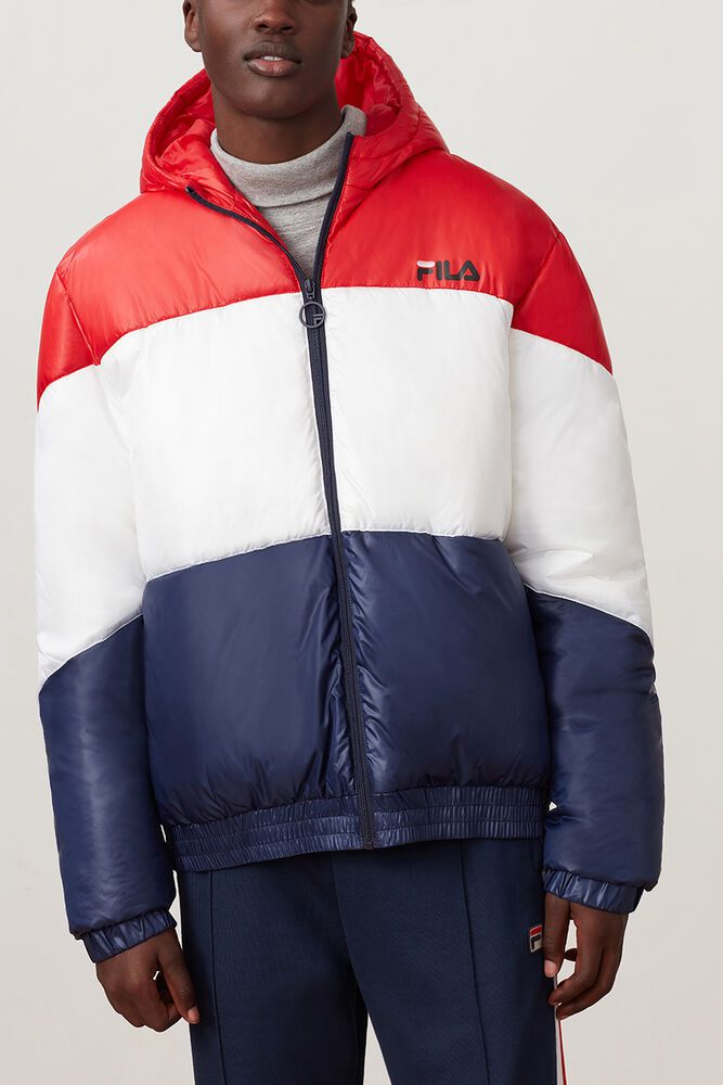 Fila Jacket Tatum Wind Mens Red/White/Navy - India GOY-638409